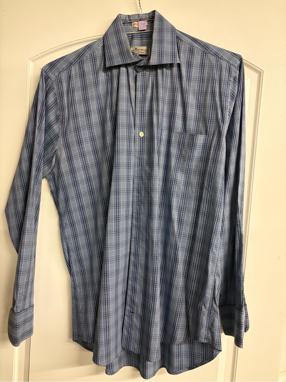 Peter Millar Blue Plaid Dress Shirt